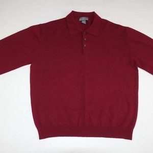 Guy Risoldi Men's Polo Sweater Size XL Red 100% Merino Wool Pullover Vintage